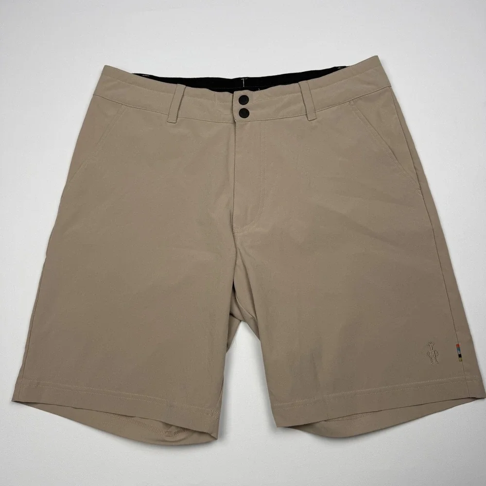 Smartwool Shorts Mens Medium Beige Hiking Quick Dry Stretch 8 Inseam Pockets